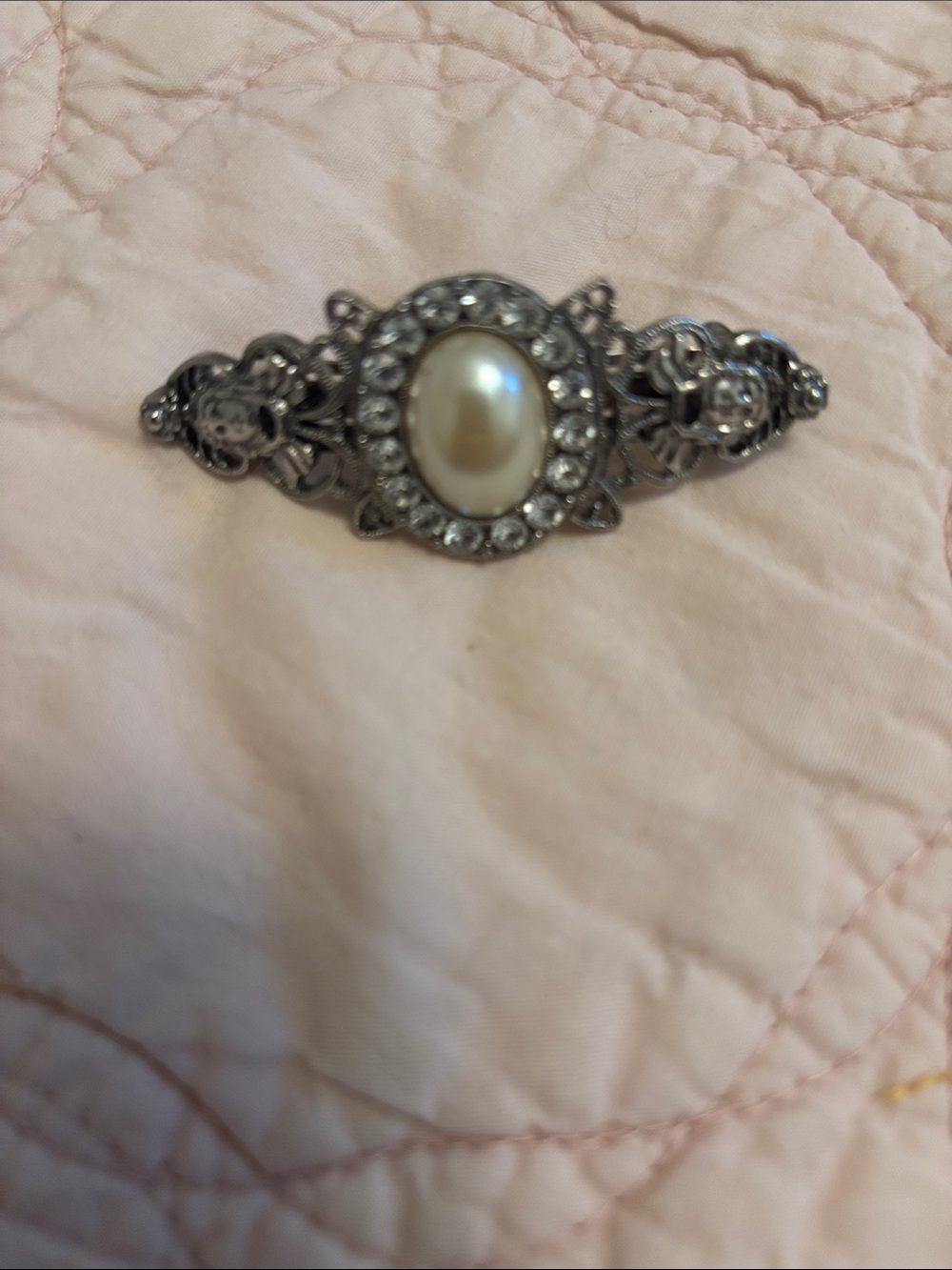 Vintage Made in France rhinestone art deco hair barrette clip